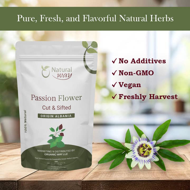 Organic Way LLC - Wholesale Losse thee - Natuurlijk Gedroogde Passiebloem Gesneden & Gezeefd