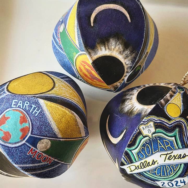 Domesticadence - Wholesale Ornament - HandDrawn 2024 Total Solar Eclipse Custom Locations Ornament4