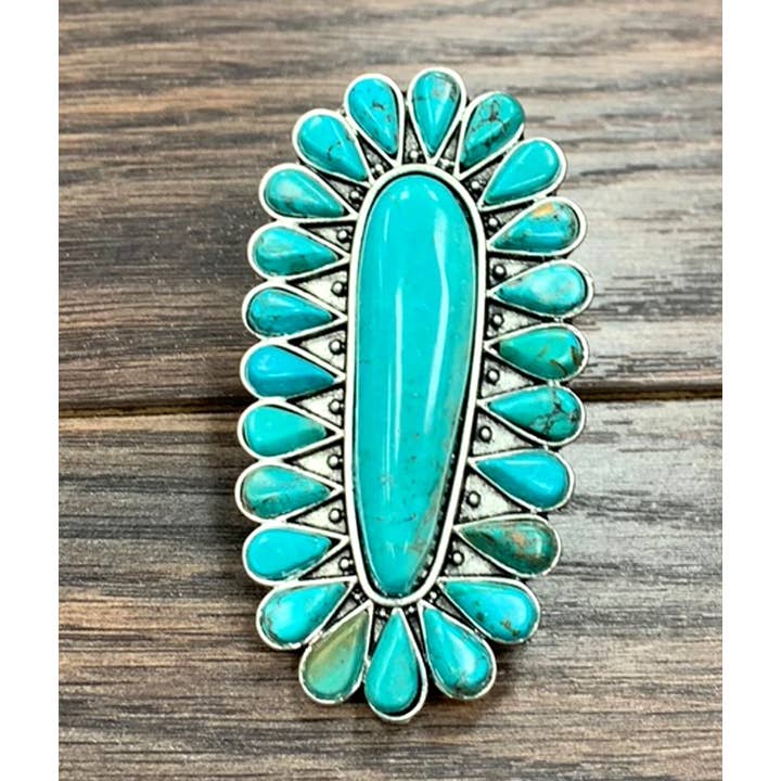 ISAC Trading Inc - Venta al por mayor Anillos grandes/de cóctel - 750301, Turquesa, Anillo Ajustable de Latón