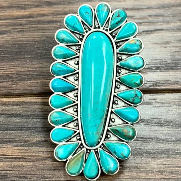 ISAC Trading Inc - Wholesale Cocktail/Statement Ring - 750301, Turquoise Adjustable Ring