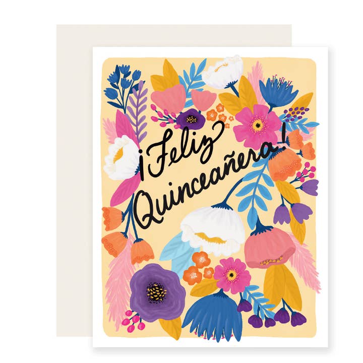 Quinceañera Floral - Tarjeta Española para venta al por mayor de Slightly Stationery