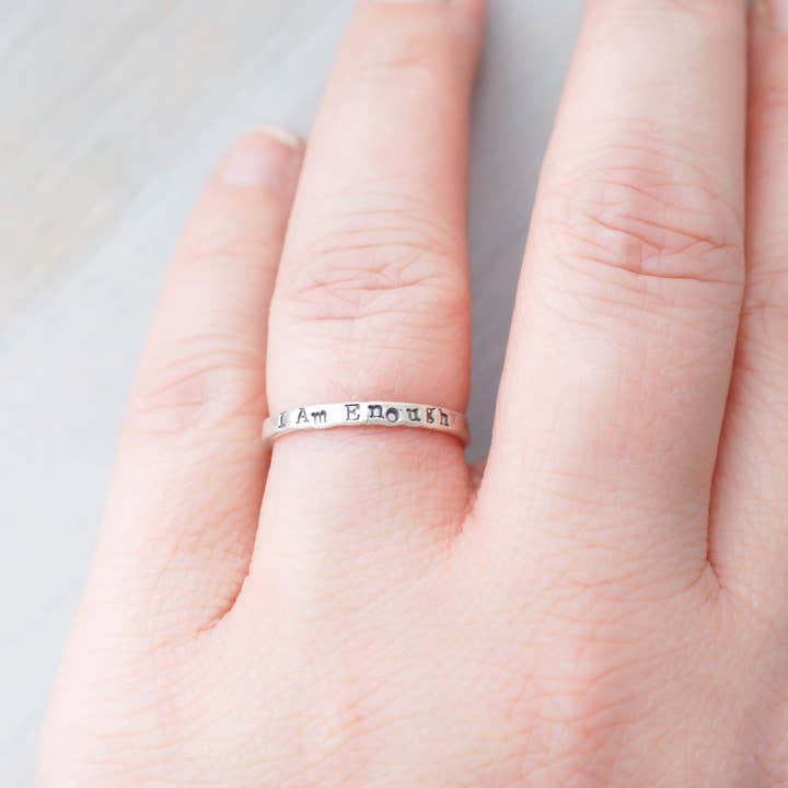 Simpli Stamped - Wholesale Band/Stacked Ring - Sterling Silver Rings for Women | I am Enough Ring | Inspirational Jewelry3