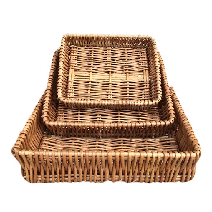 Red Hamper – wholesale Decorative tray – Shallow Wicker Tray3