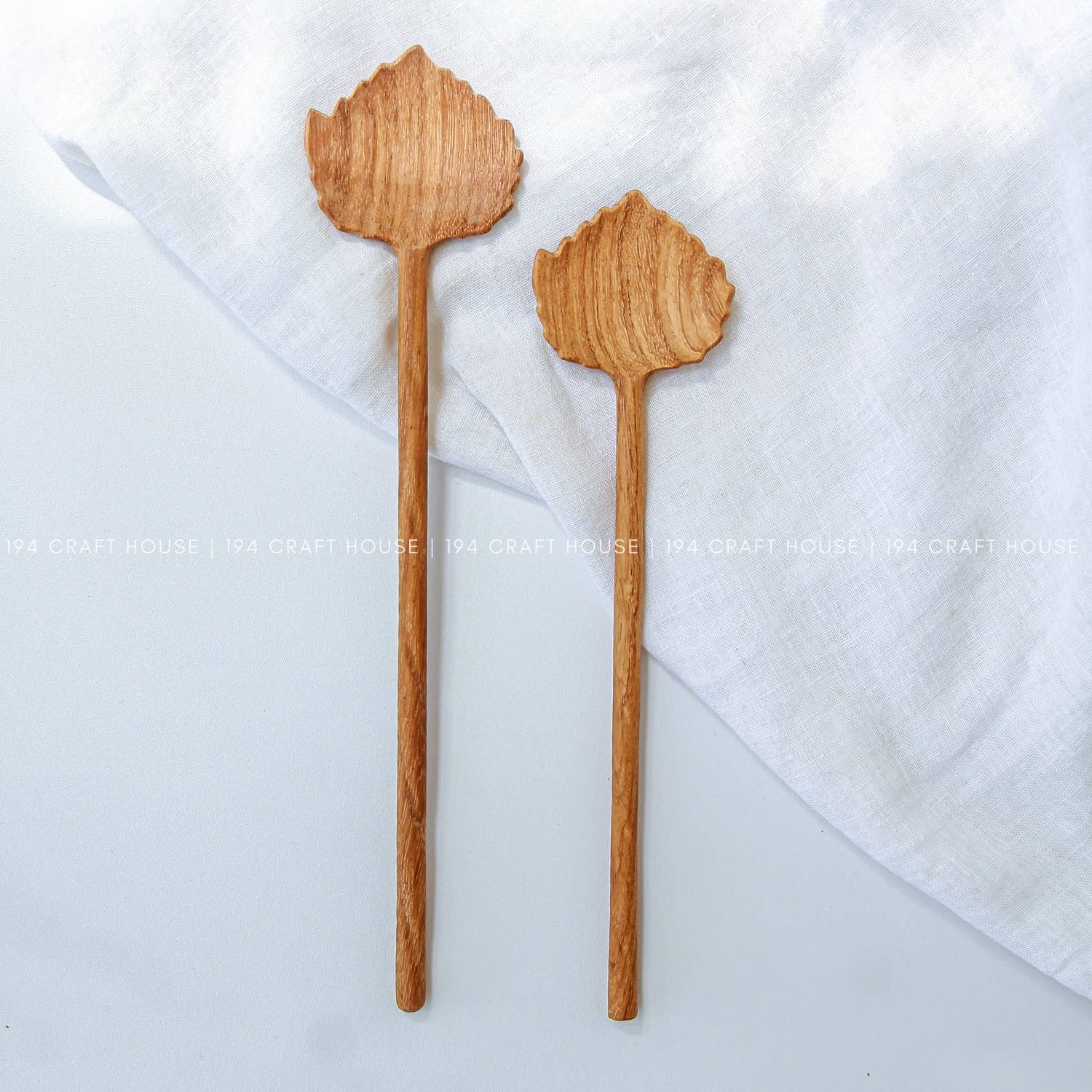 194 Craft House – wholesale Serving utensil – Hand Carved Leaf Shaped Wooden Spoon - Serving Spoon7