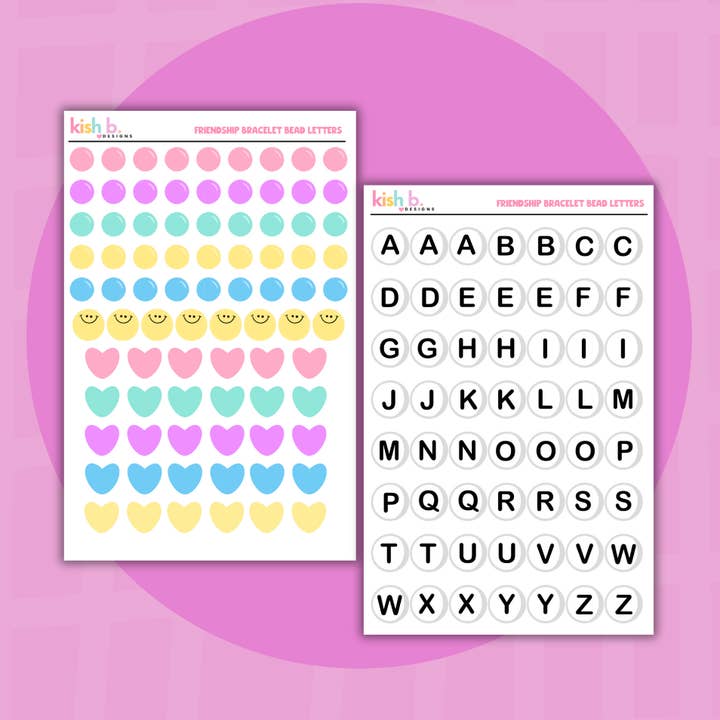 Bracelet d'amitié| Lettres en perles| Kit d'autocollants DIY pour la vente par Kish B. Designs