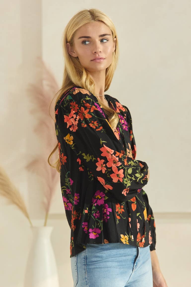 Oddi – Großhandel Bluse – Damen – Langarmbluse mit Blumenmuster2