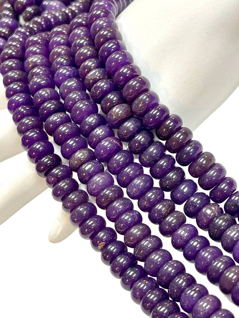 TRIVENI USA INC - Wholesale Beads - 10mm Purple Sugulite Quartz Gemstone Rondelle Beads Strand5