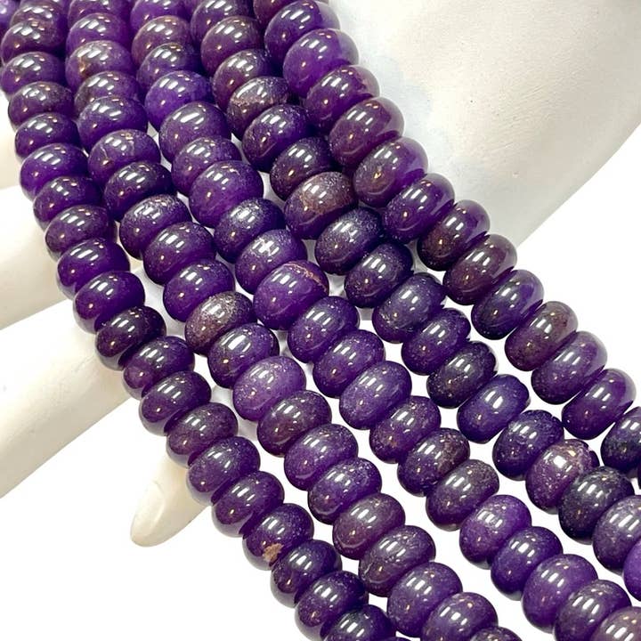 TRIVENI USA INC - Wholesale Beads - 10mm Purple Sugulite Quartz Gemstone Rondelle Beads Strand5