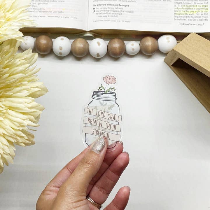 Encouraging Floral Clear Bible Verse Sticker for wholesale by Dear Bold Believer