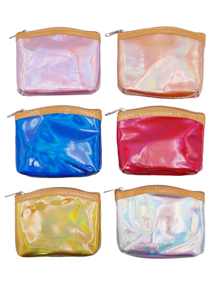 Porte-monnaie en cuir PU brillant métallisé holographique pour la vente par Cap Zone