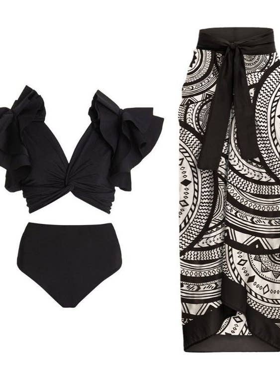 Maillots de bain bikini 3 pièces à imprimé floral avec couverture pour la vente par Sweetkama