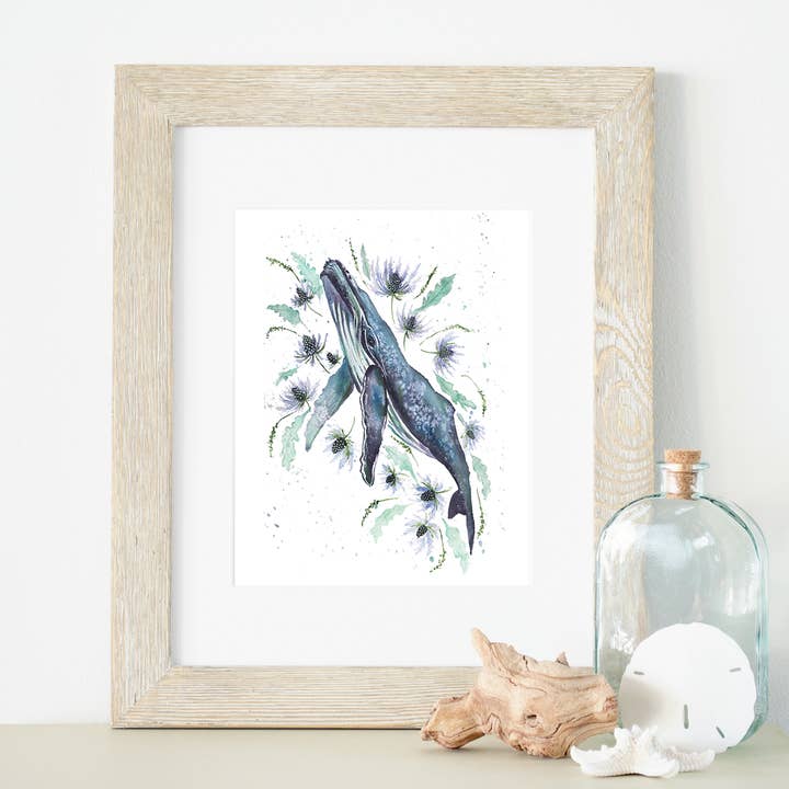 Sea Thistle Whale 5x7 or 8x10 Fine Art Print for wholesale by ALR Designs