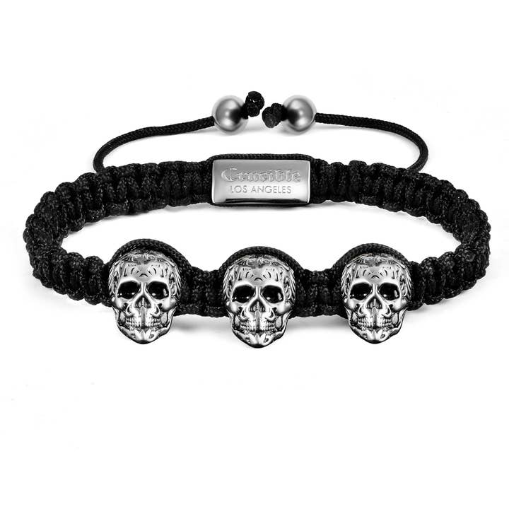Crucible Skulls Nylon Rope Cord Adjustable Bracelet for wholesale by West Coast Jewelry