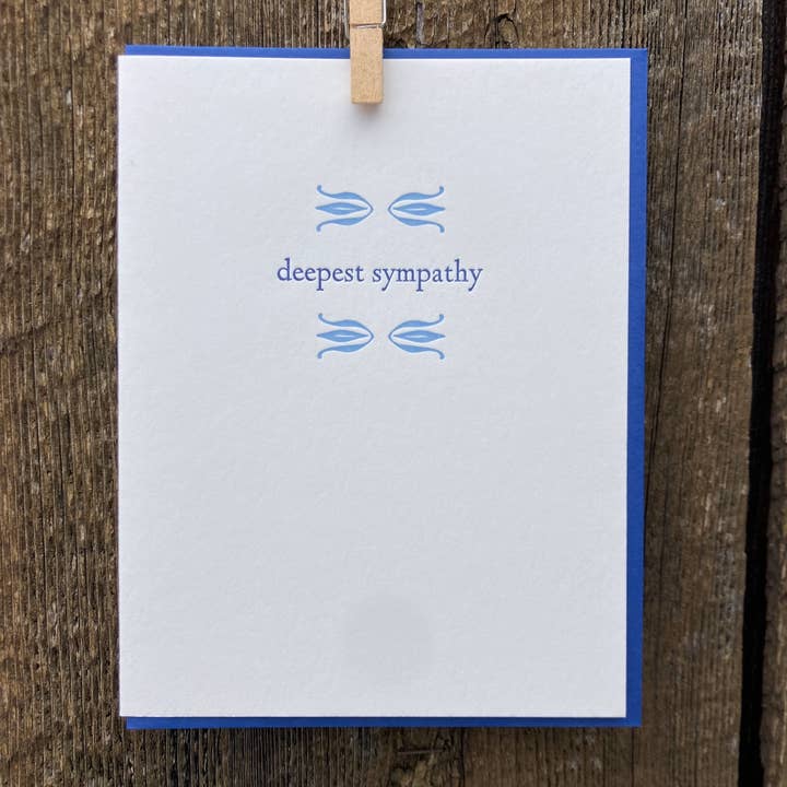 Carte de condoléances en letterpress pour la vente par May Day Studio