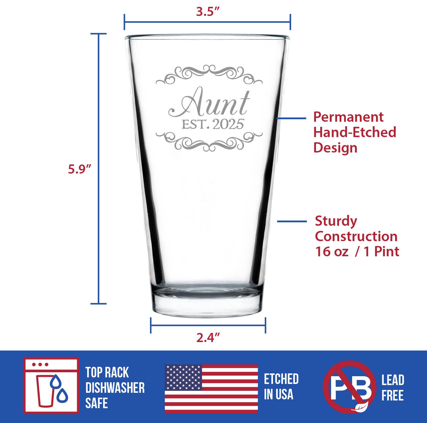 bevvee - Wholesale Beer Glass/Mug - New Aunt 2025 - Decorative - Beer Pint Glass3