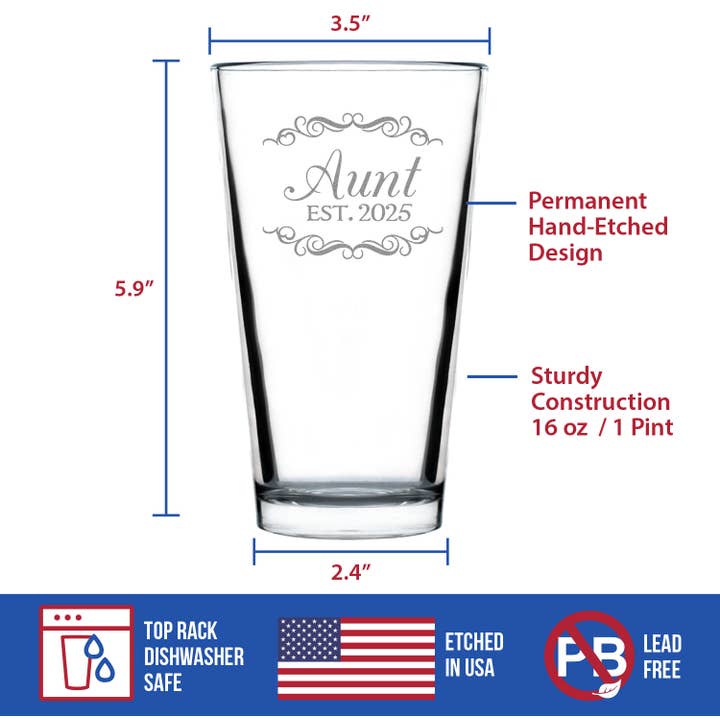 bevvee - Wholesale Beer Glass/Mug - New Aunt 2025 - Decorative - Beer Pint Glass3