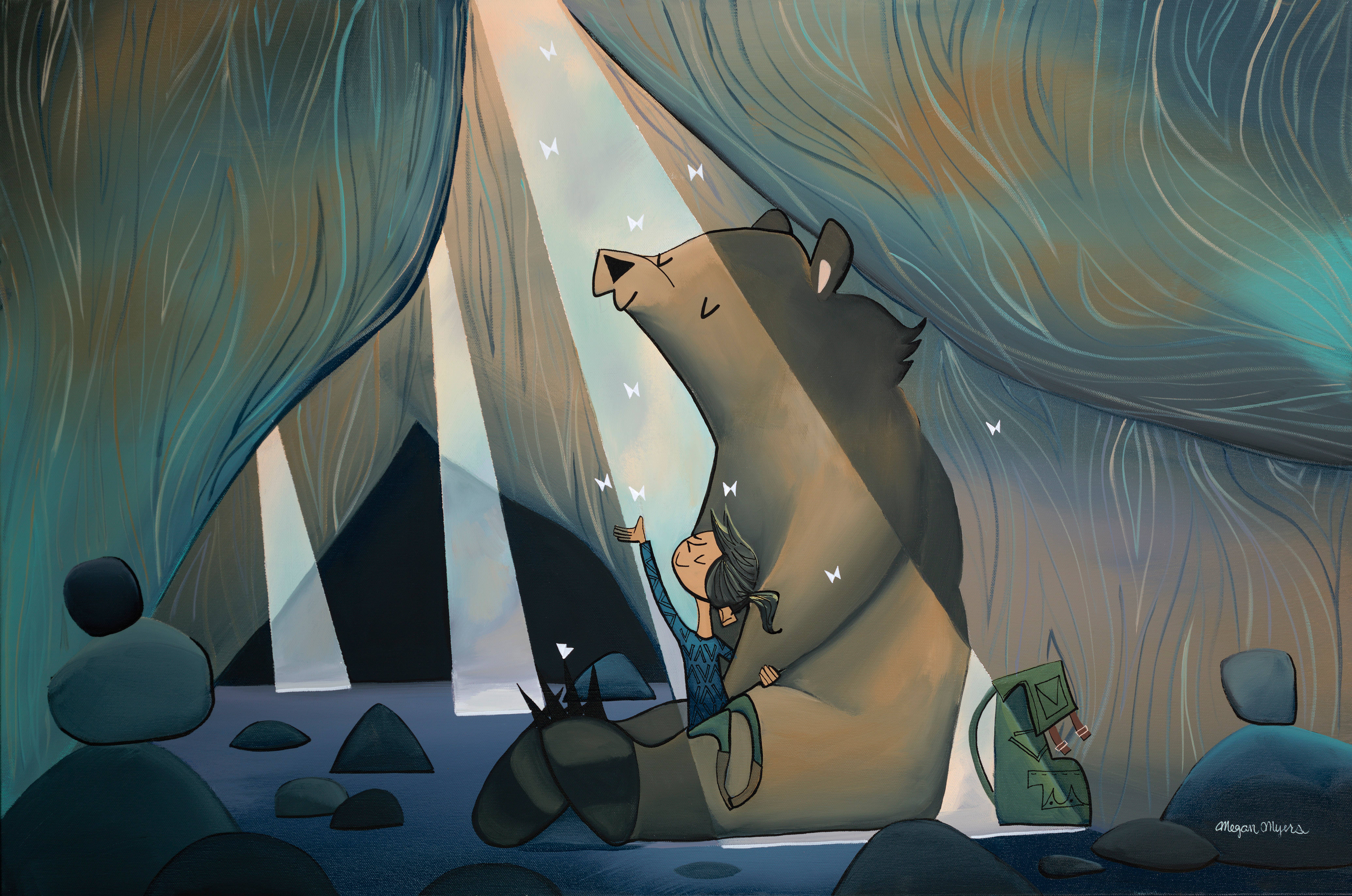 Megan Marie Myers Art - Vente Carte de vœux classique - Carte vierge - Puits de lumière Cave Ours (Design 27)1