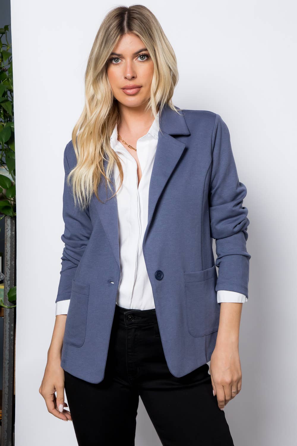 26 International - Wholesale Blazer - Women's - Ponte One Button Front /w Patch Pocket Blazer36