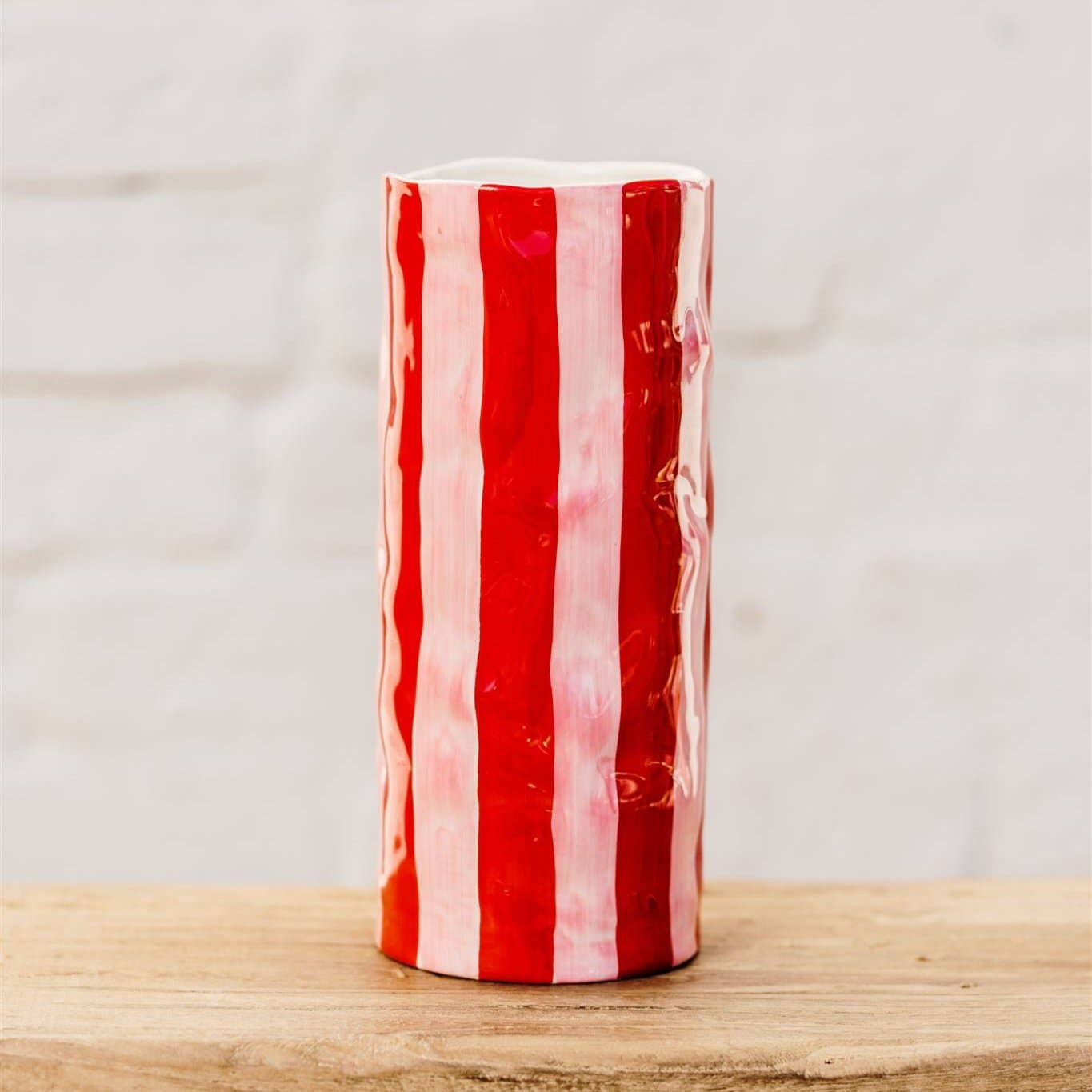 Noss and Co - Wholesale Vase - Medium Vase - Red & Pink Stripe