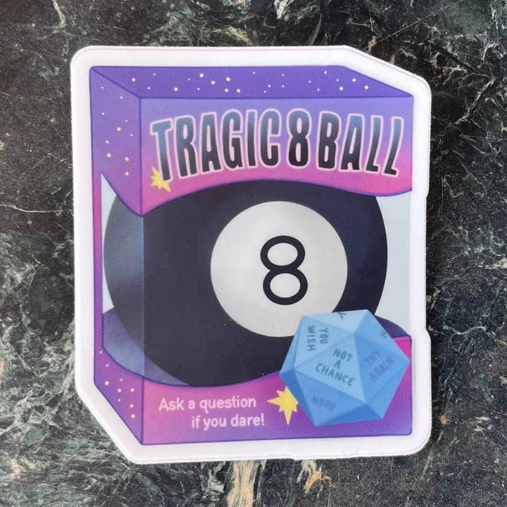 Tragisk 8-Ball Vinylklistermærke for engroshandel hos Predictable Art