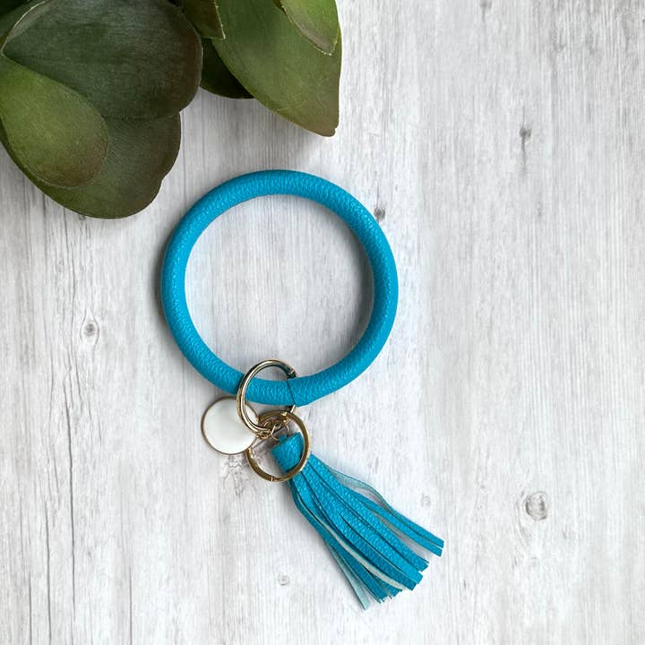 Bangle Bracelet Keyring with Tassel Wristlet Blue for wholesale by iconic mi