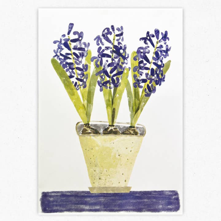 Hyacinth Flower A3 Risograph Print for wholesale by Hot Pink Press