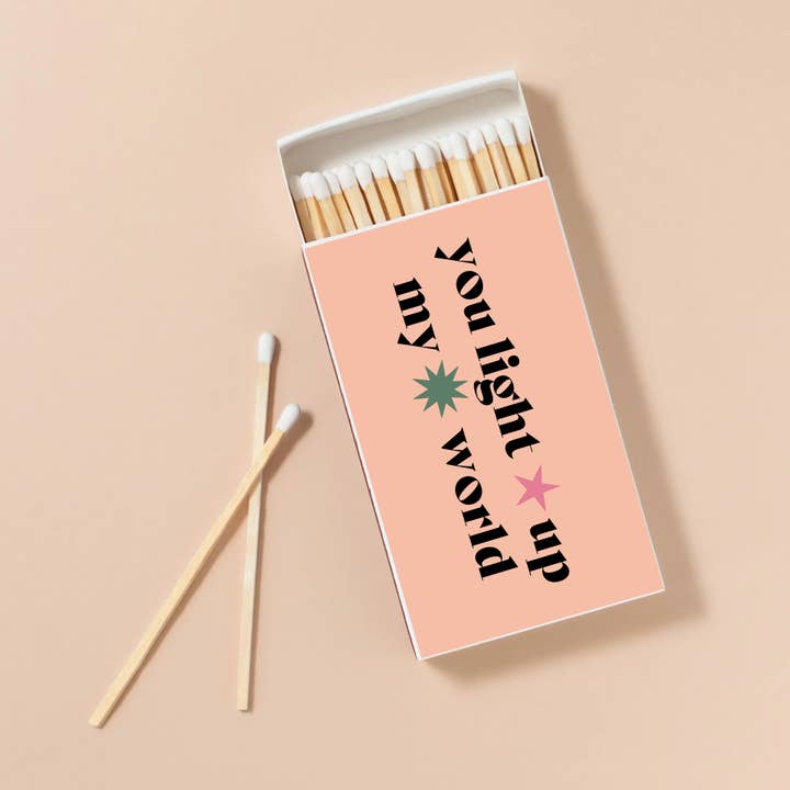 Enlighten the Occasion - Wholesale Matches - You Light Up My World Matchbox | White Tip Matchsticks