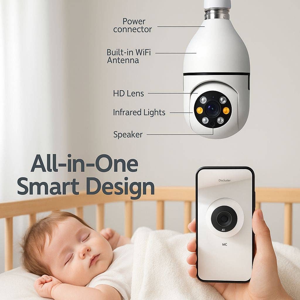 Krediz - Wholesale Small/Handheld Appliance - 5G WiFi Bulb E27 Security Camera – 1080P HD, Full-Color Night Vision, Motion Detection, Auto Tracking, Two-Way Audio, Indoor Smart Surveillance with 16GB/32GB/64GB Storage17