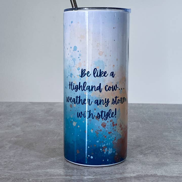 Sue Findlay Designs - Wholesale Insulated mug/tumbler - Highland Cow 16oz Skinny Stainless Steel Tumbler1