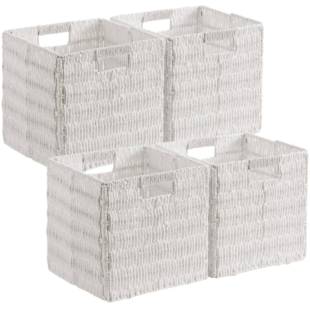 Ornavo Home - Wholesale Storage Bin - Foldable Paper Wicker Storage Shelf Basket Bin with Handles19