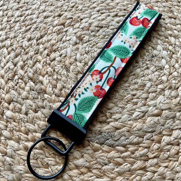 Designs by Rachel Joy - Wholesale Keychain - Women's - Rifle Paper Co. Black Cherry Blossom Keychain Wristlet