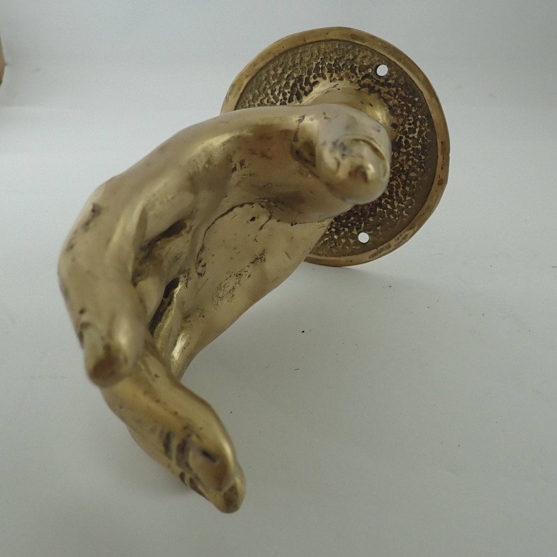 Ubud Glass - Vente Poignée/bouton - Poignée de porte poignée de main en laiton massif – Poignée murale steampunk (gauche/droite)3