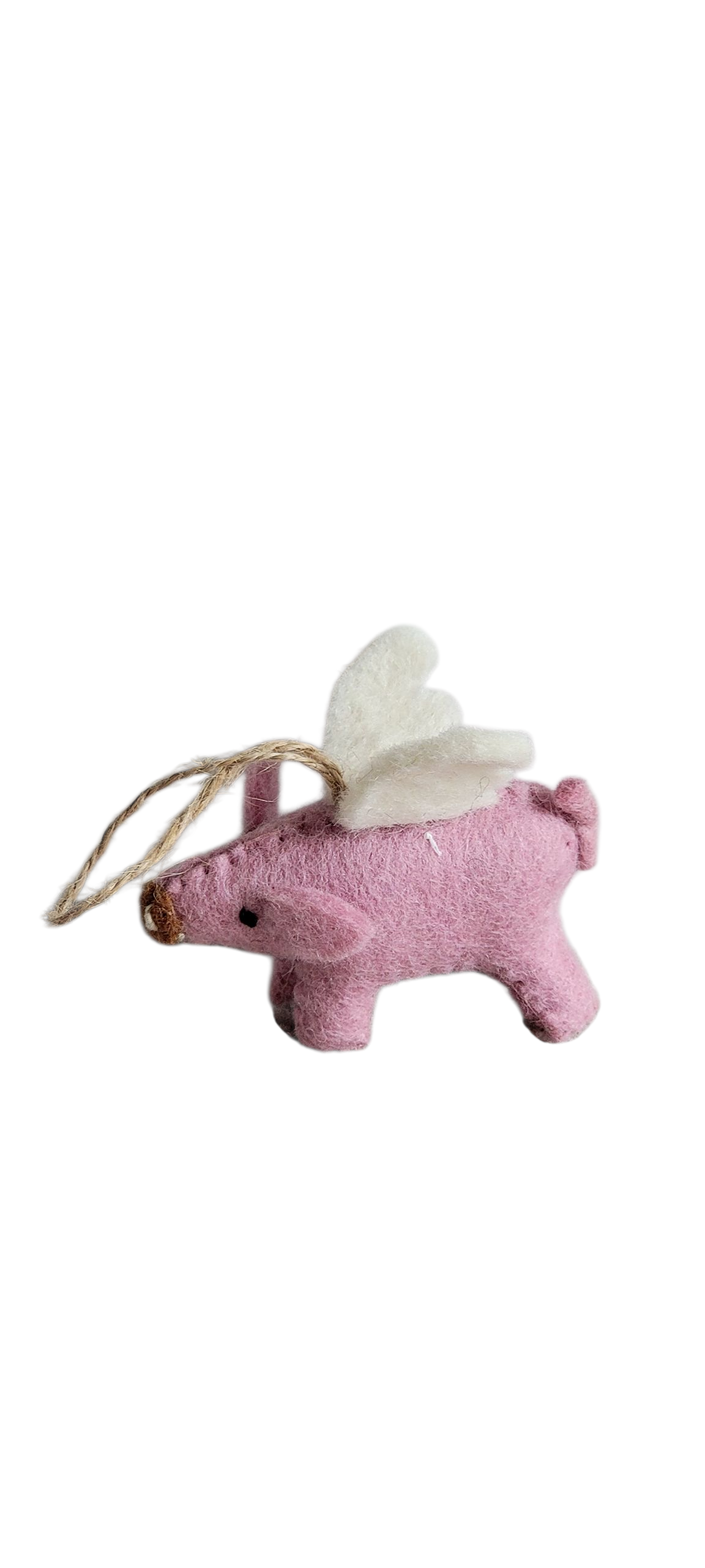 Evergreen Guardian Imports – wholesale Ornament – ORN806 - Wool Felt Christmas Ornament-  Pink Pig With Wings0