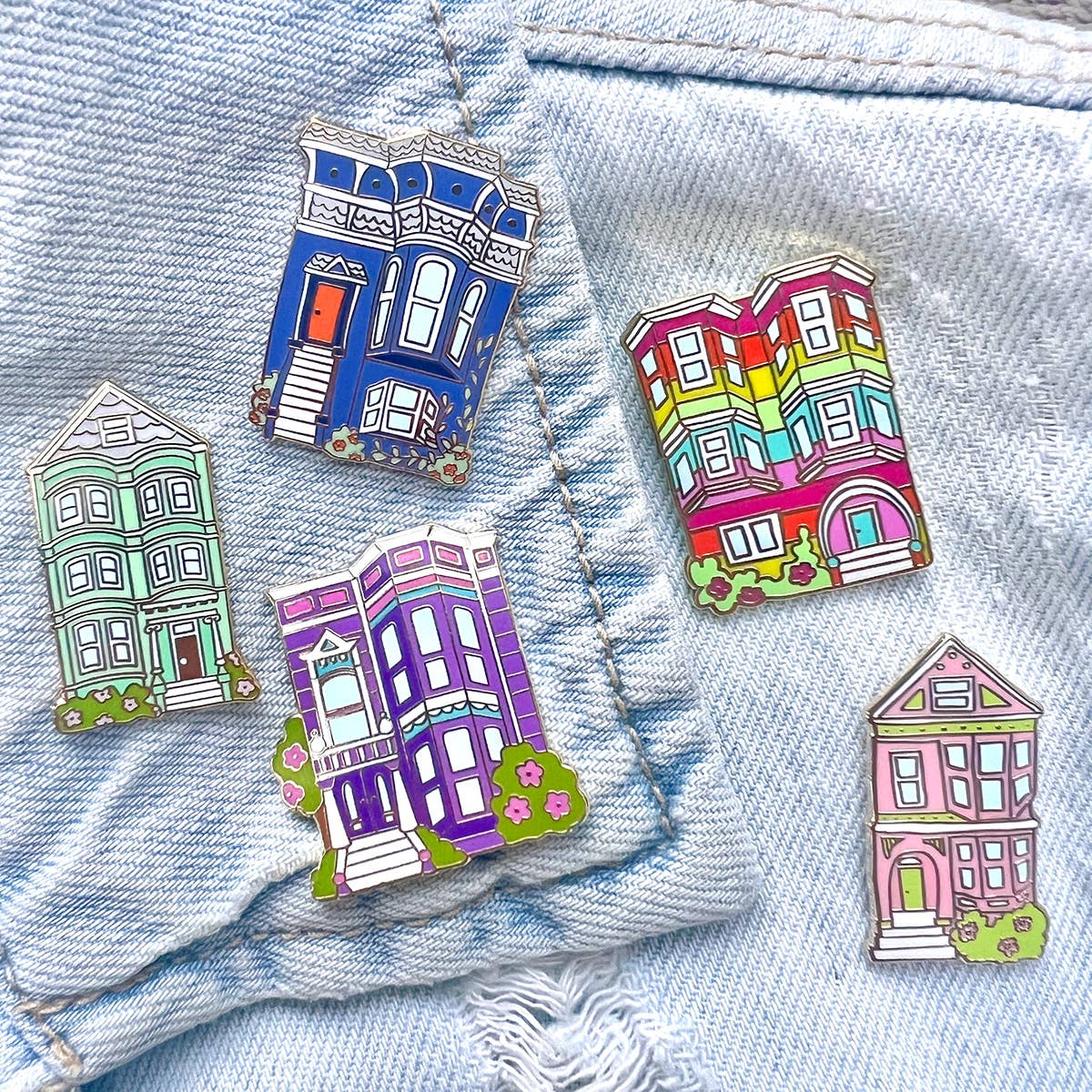 Brenna Daugherty Illustration - Wholesale Lapel Pin/Button - San Francisco Purple House Enamel Pin3