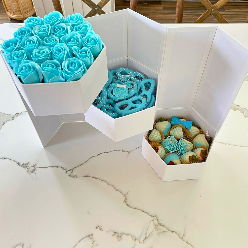 UNIKPACKAGING - Wholesale Gift Box - Hexagon 3-Tier Surprise Flower Gift Box with Lid12