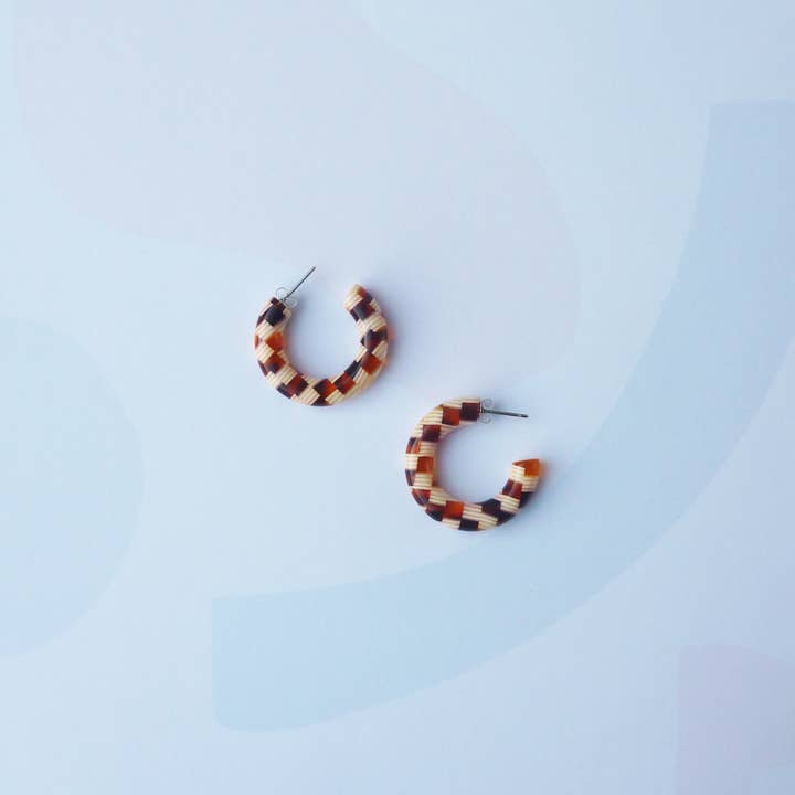 Custom Made - Wholesale Oorringen - Honing Checker Kleurrijke Acetaat Hars Hoepeloorbellen3