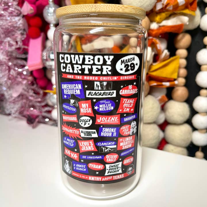 Lata de vidro Cowboy Carter Beyoncé ACT II por atacado de Crafty Pynk Scorpion