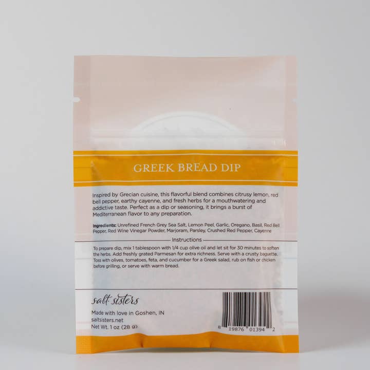 Salt Sisters – Großhandel Dips – Dip-Gewürzmischung — Griechischer Brotdip — Gewichte in Packungen1