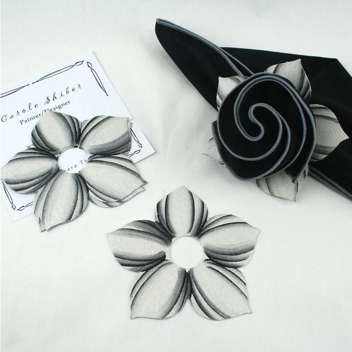 Leafy Linen Botanic Napkin Ring - White/Silver and other Purchase Wholesale black napkin rings. Free Returns & Net 60 Terms on Faire trending on Faire.