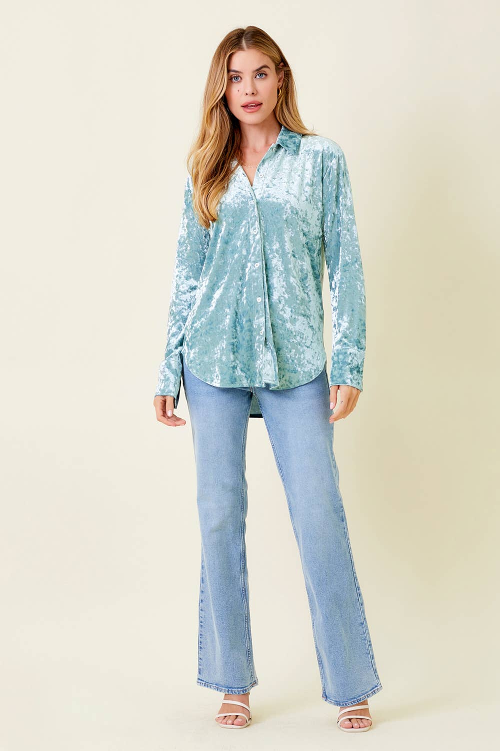 Mystree - Vente Chemise à col boutonné – femme - Chemise boutonnée en velours 6032326