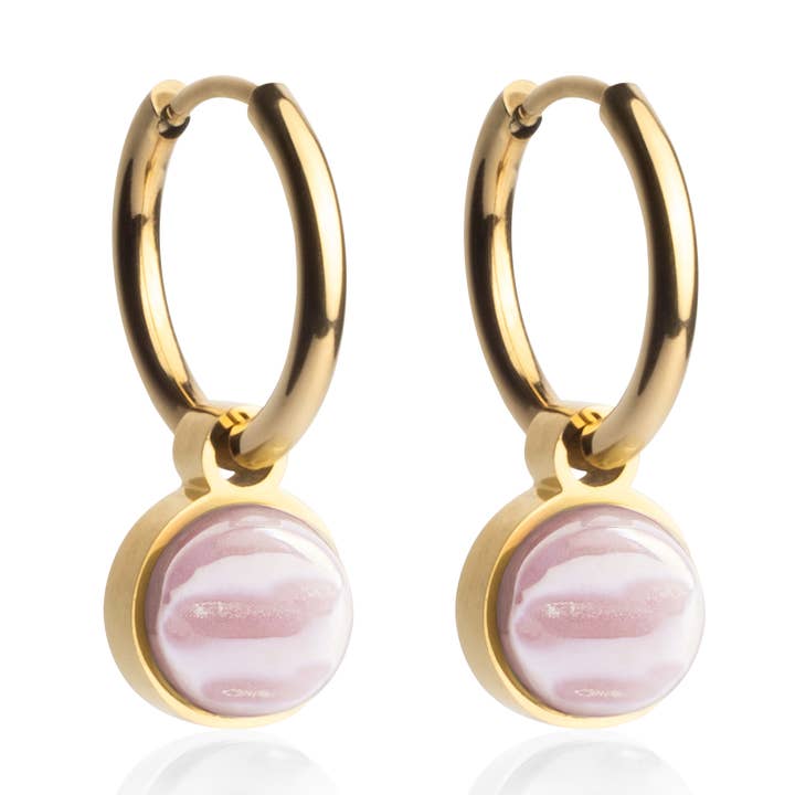 Mix & Match oorringen met hanger • goud/zandroze • 16 mm voor wholesale door ALEXASCHA