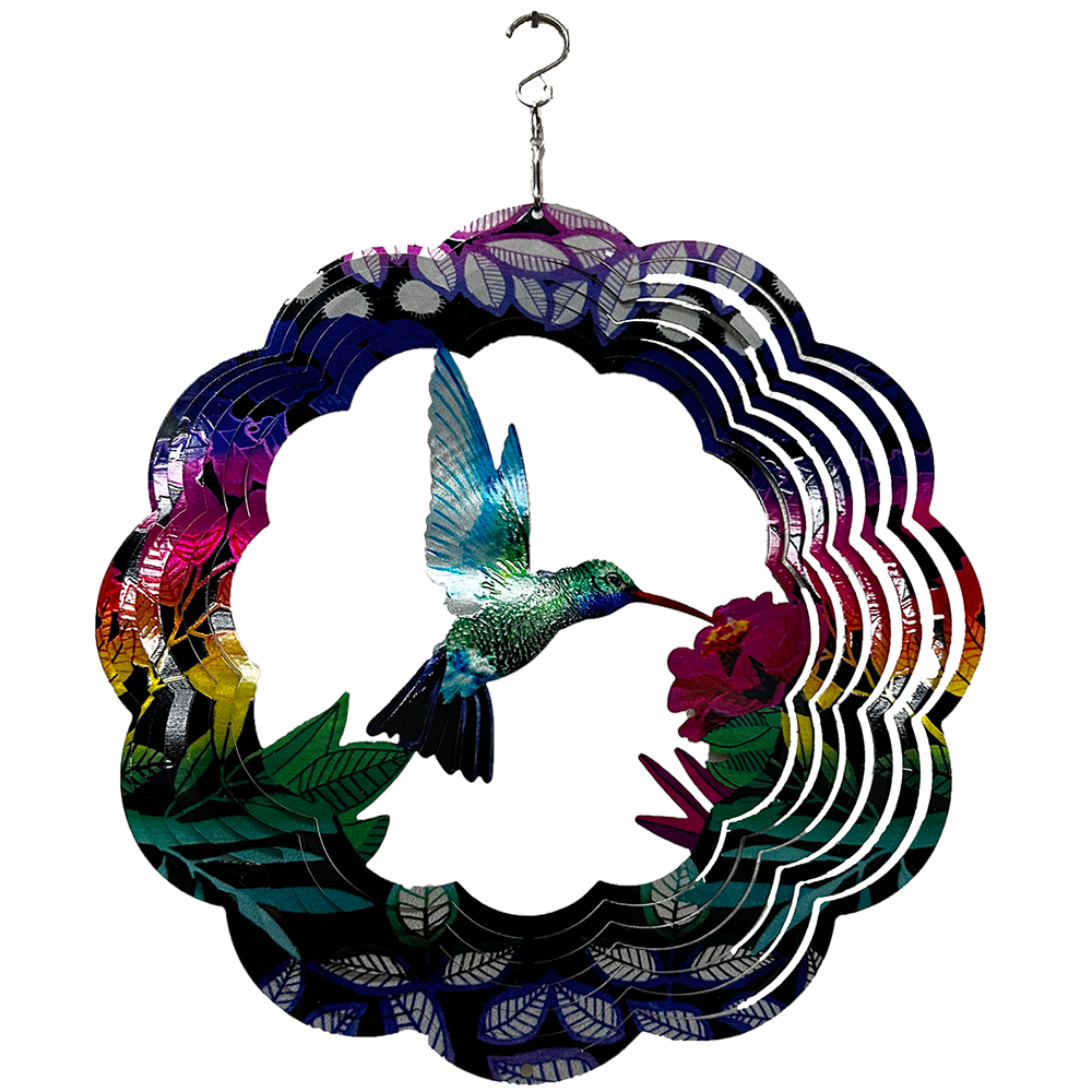 Texas Toy Distribution - Wholesale Wind Spinner - Artistic Stainless Steel Hummingbird Wind Spinner Yard Art0