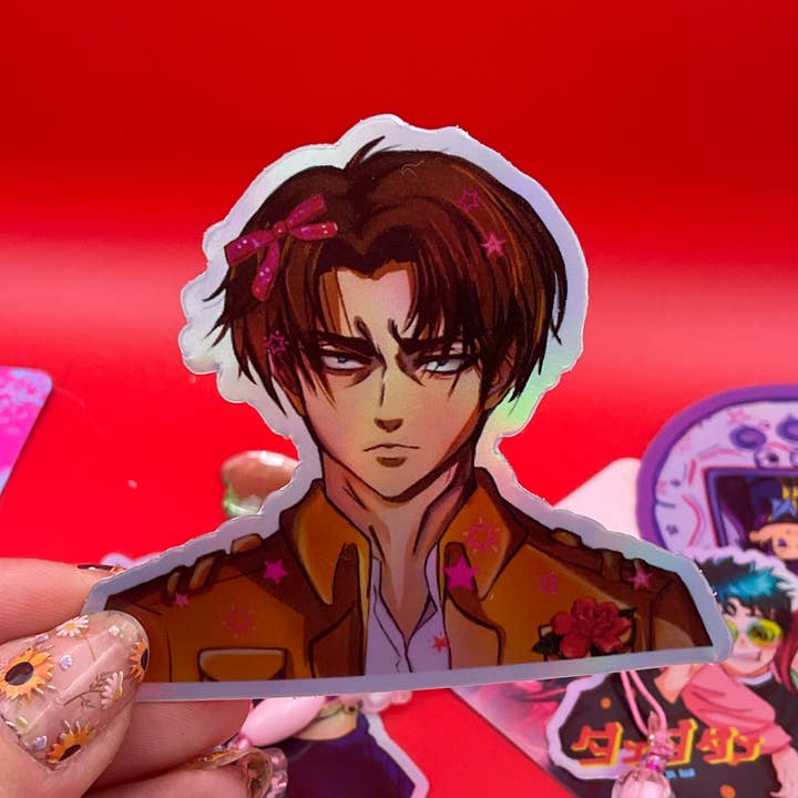 Autocollant à cheveux Levi Attack On Titan, Holo, imperméable pour la vente par Elegant Potato Anime