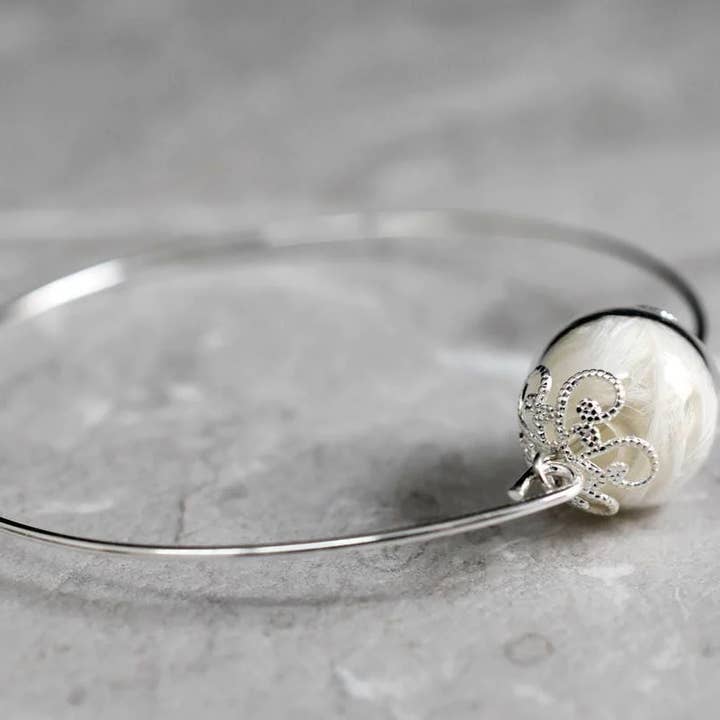 MadamLili - Vente Bracelets à breloques/pendentifs - Bracelet jonc avec vraies plumes - Bijoux Ailes d'Ange - RETARM9