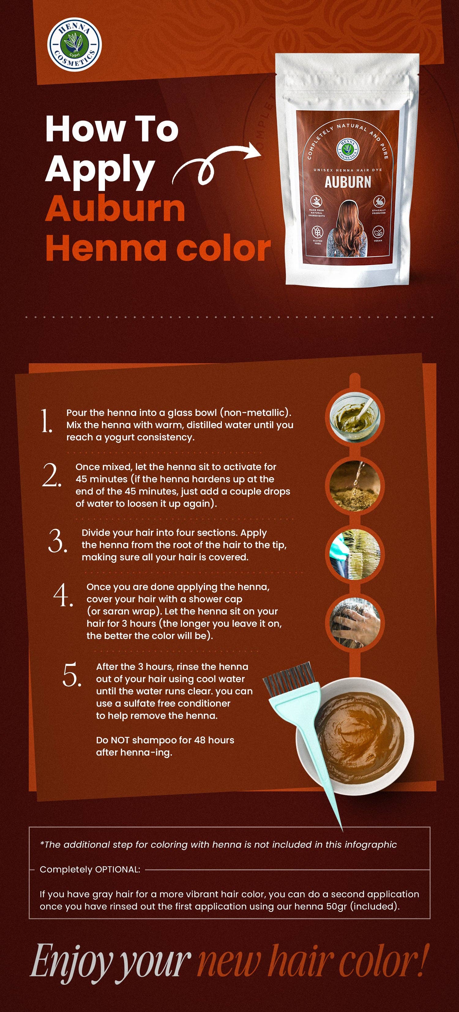 Henna Cosmetics Cypri - Wholesale Hair Dye - Natural Hair Dye  Mixes | 200 Grams (7.05 oz.) + 50 Grams (1.76 oz.) of Pure Henna | 100% Natural Hair Coloring18