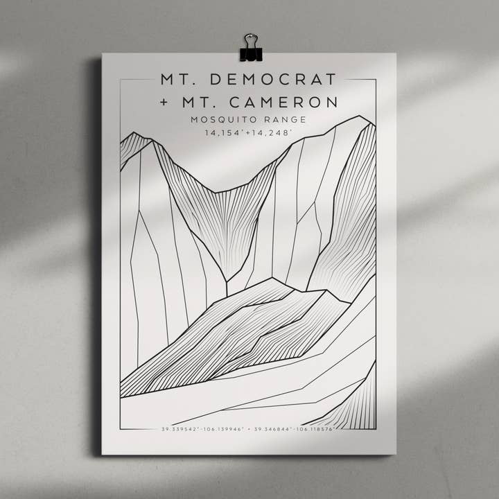 Mt. Democrat + Mt. Cameron 9x12 Poster for wholesale by The Elevated Line LLC
