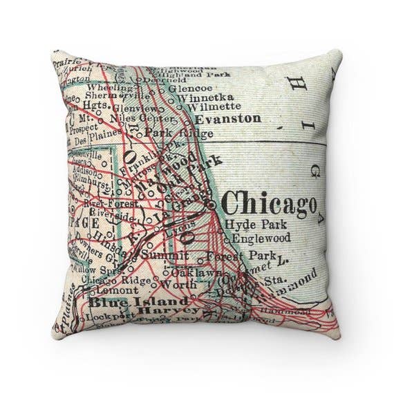 Chicago Map Throw Pillow Faire Com