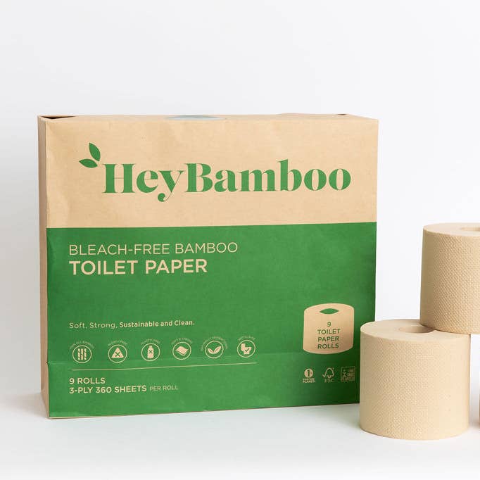 HeyBamboo - Wholesale Toilet Paper - Bleach-Free Bamboo Toilet Paper, 9 Pack