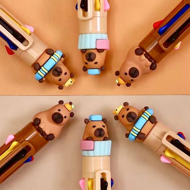 23019 Capybara 8-Color Retractable Ball Pen-24 for wholesale by BCmini