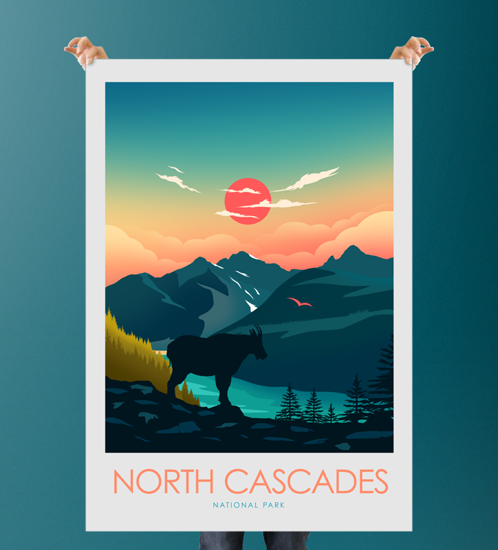 Studio Inception – wholesale Art print – North Cascades National Park Minimalist Print1